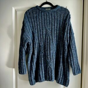 Concept Knit Wear - Chunky, Blue, Wool Sweater - Medium